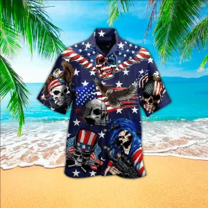 Skull American flag Hawaiian Shirt, Gift For Skull Lovers, Hawaiian shirt for Men, Women, Adult