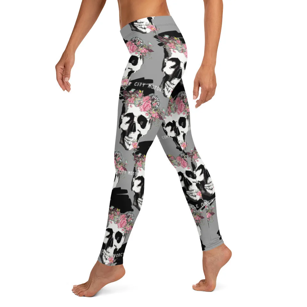 Skull   Flower Ladies Leggings