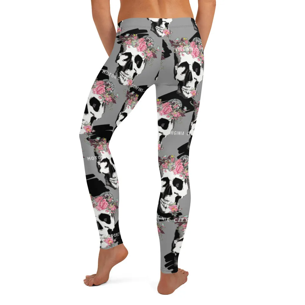 Skull   Flower Ladies Leggings