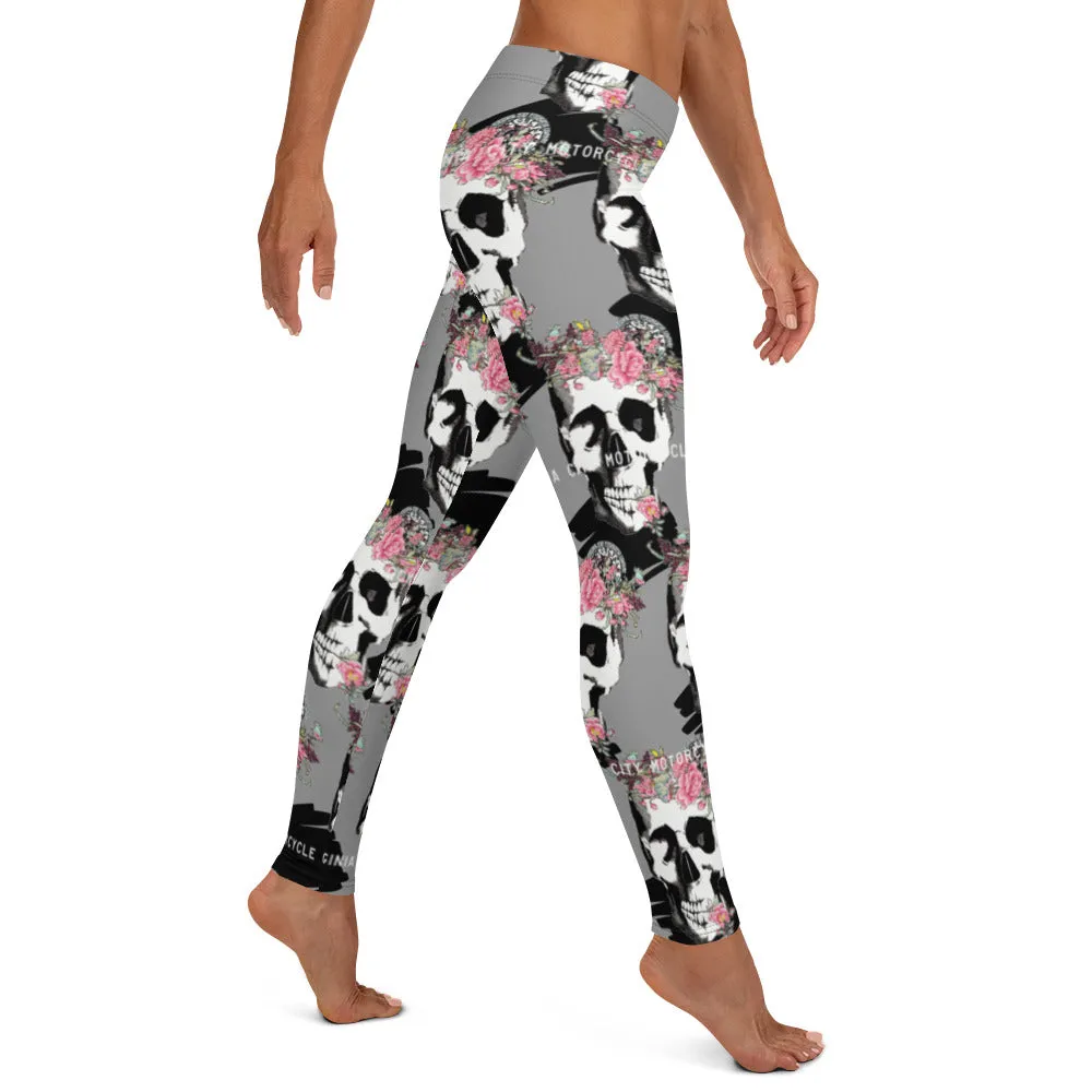 Skull   Flower Ladies Leggings