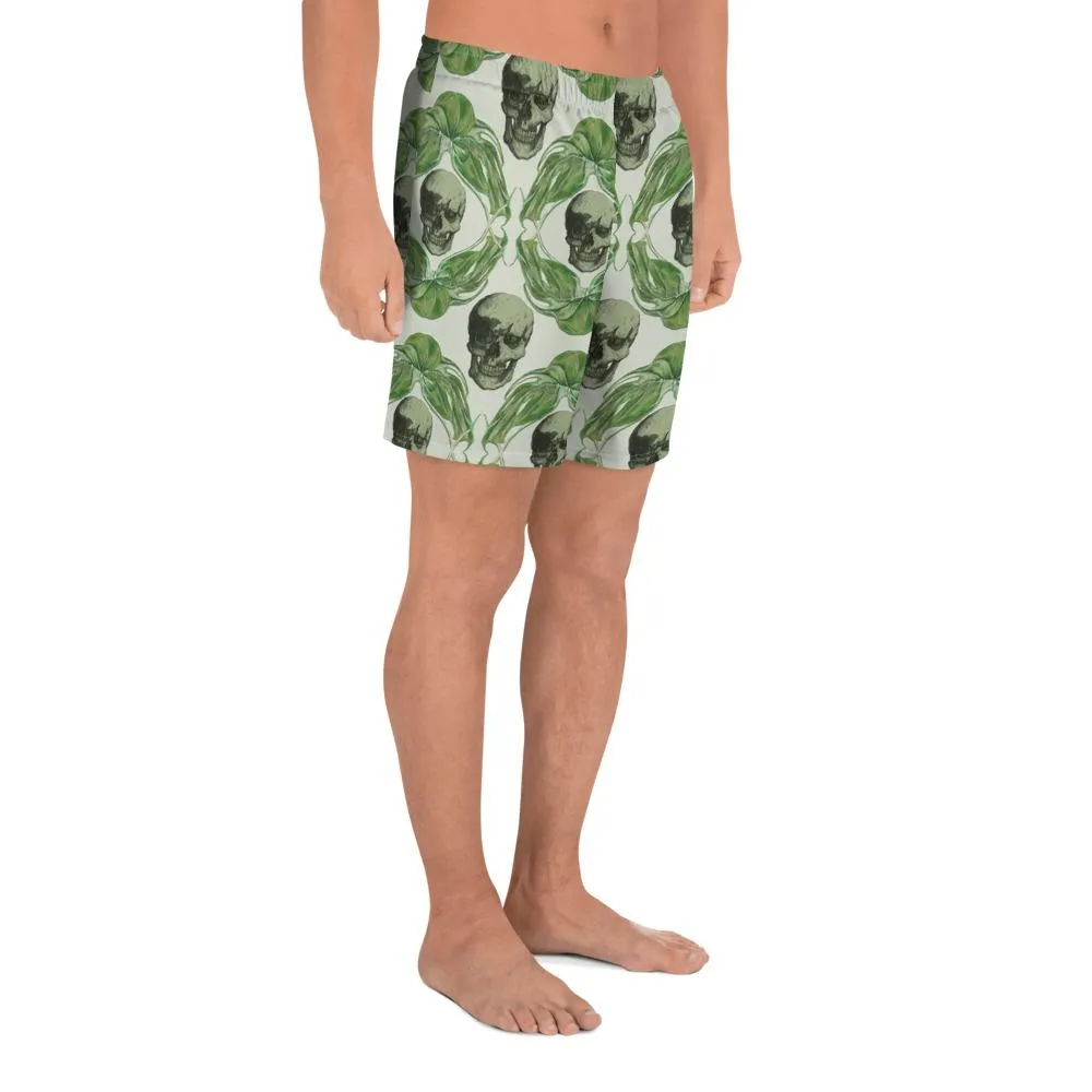 Skulls & Leaves by Robert Bowen All-Over Print Men's Athletic Long Shorts