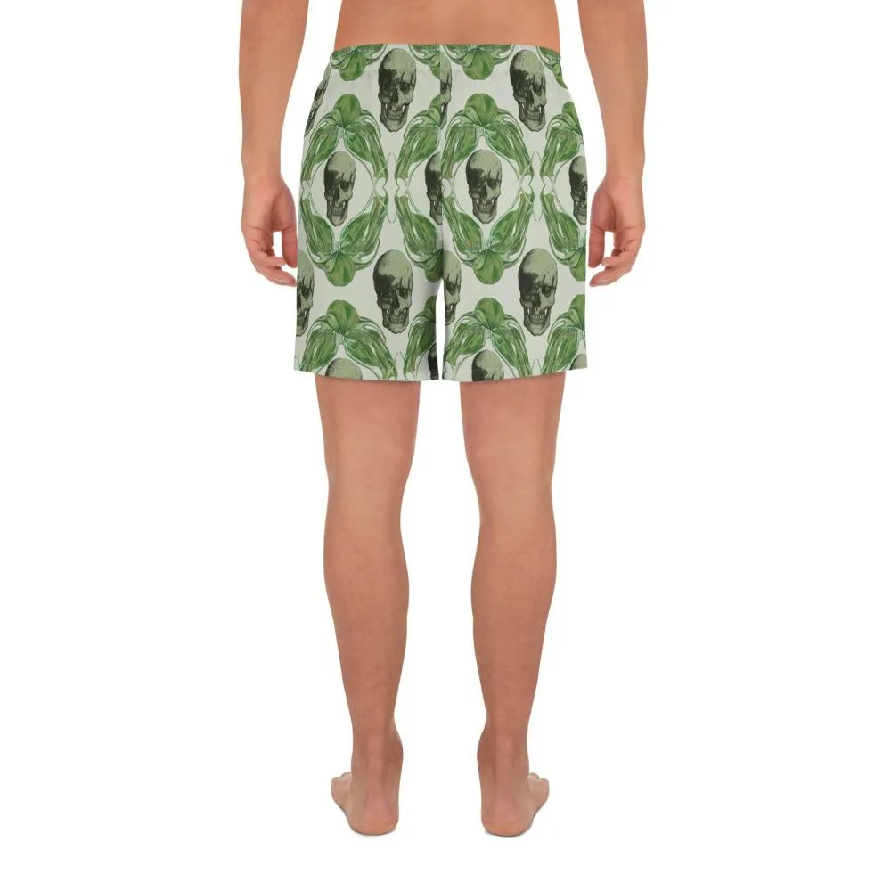 Skulls & Leaves by Robert Bowen All-Over Print Men's Athletic Long Shorts