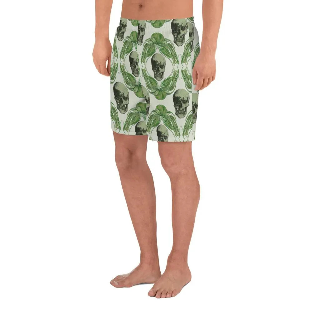 Skulls & Leaves by Robert Bowen All-Over Print Men's Athletic Long Shorts