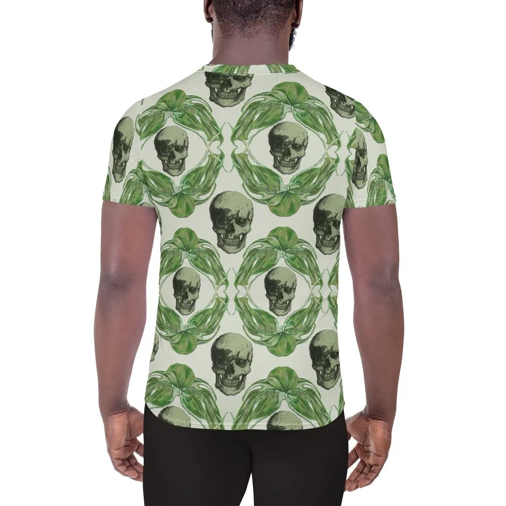 Skulls & Leaves by Robert Bowen All-Over Print Men's Athletic T-Shirt