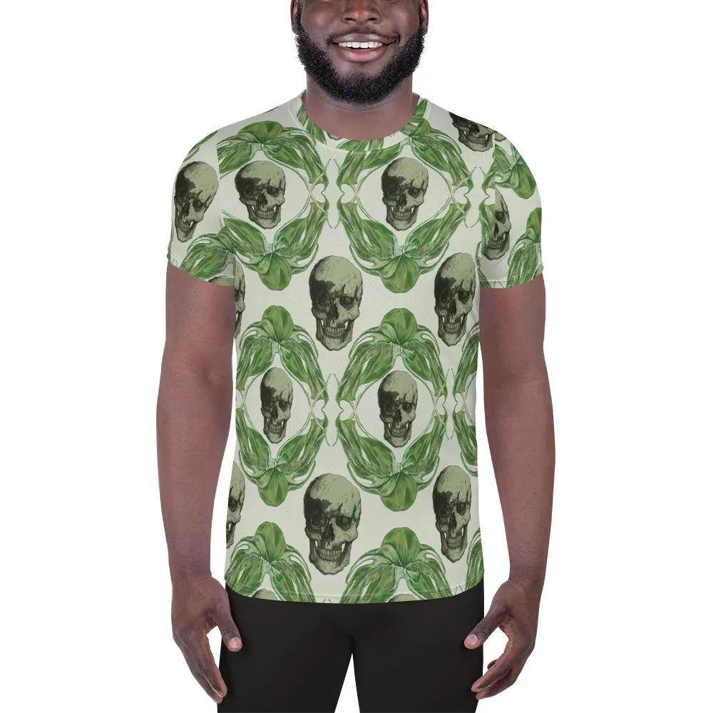 Skulls & Leaves by Robert Bowen All-Over Print Men's Athletic T-Shirt