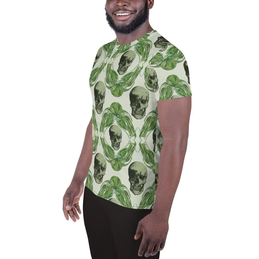 Skulls & Leaves by Robert Bowen All-Over Print Men's Athletic T-Shirt