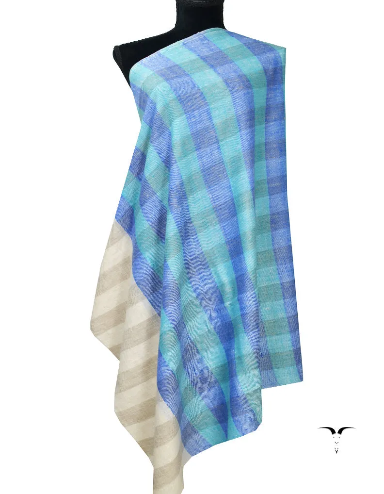 Sky Blue and Blue Striped Pashmina Shawl 7235