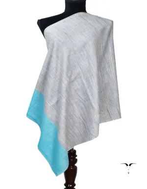 Sky Blue and White Striped Pashmina Stole 7265