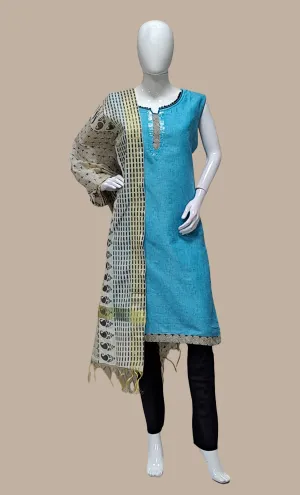 Sky Blue Embroidered Churidar