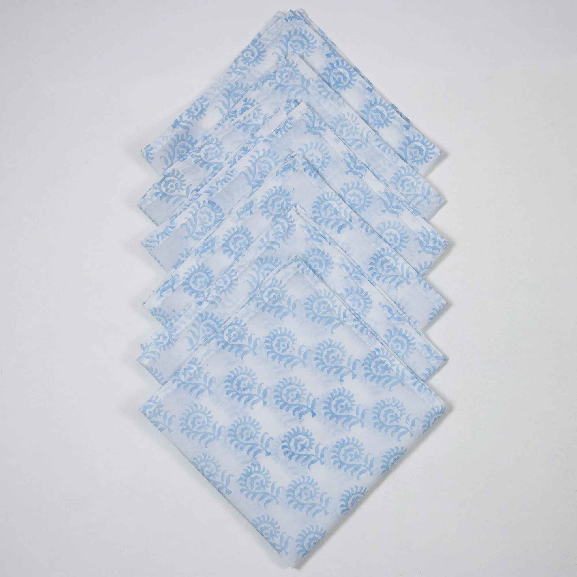 Sky Blue Flower Print Cotton Eco Friendly Table Napkins