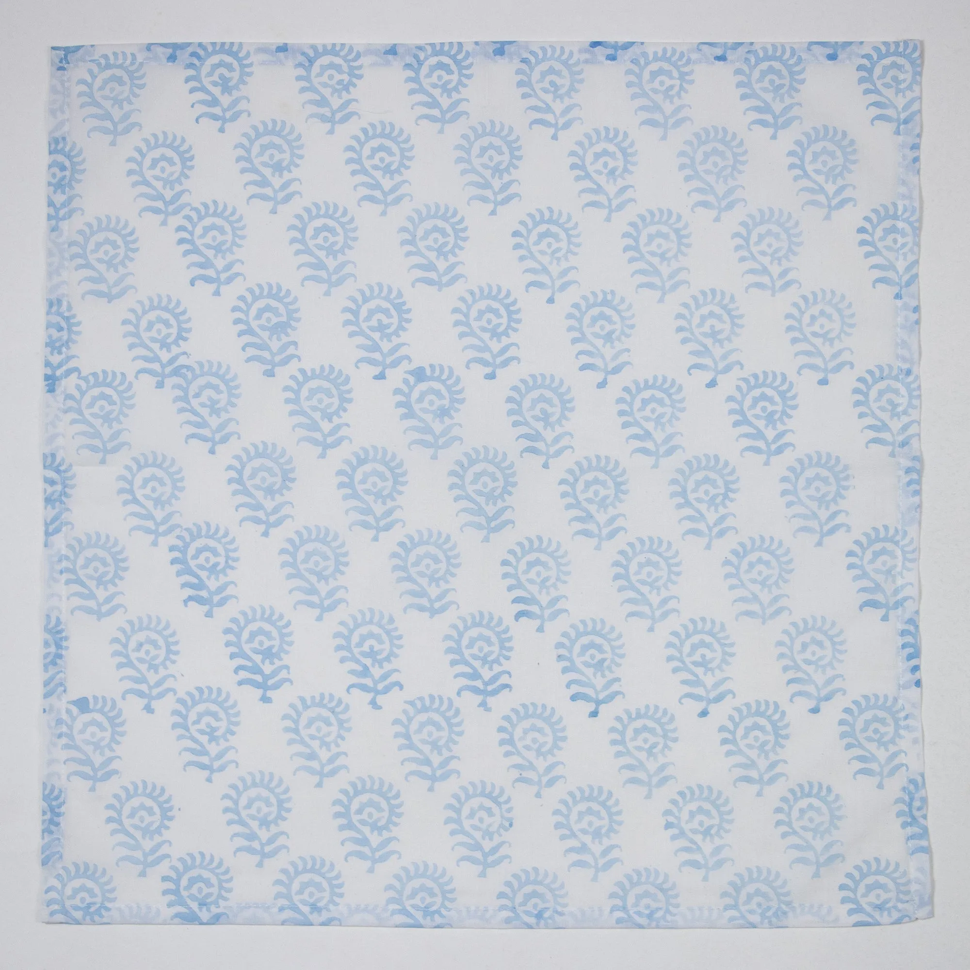 Sky Blue Flower Print Cotton Eco Friendly Table Napkins