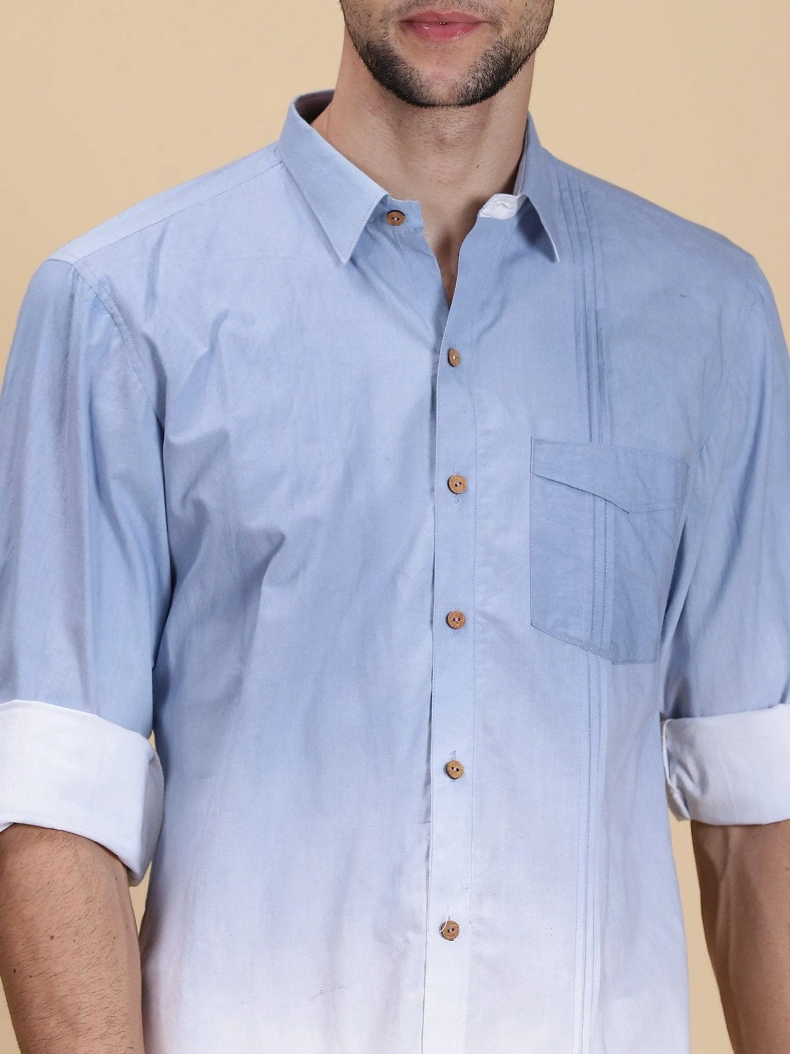 Sky Blue Men Hand Dyed Shirt