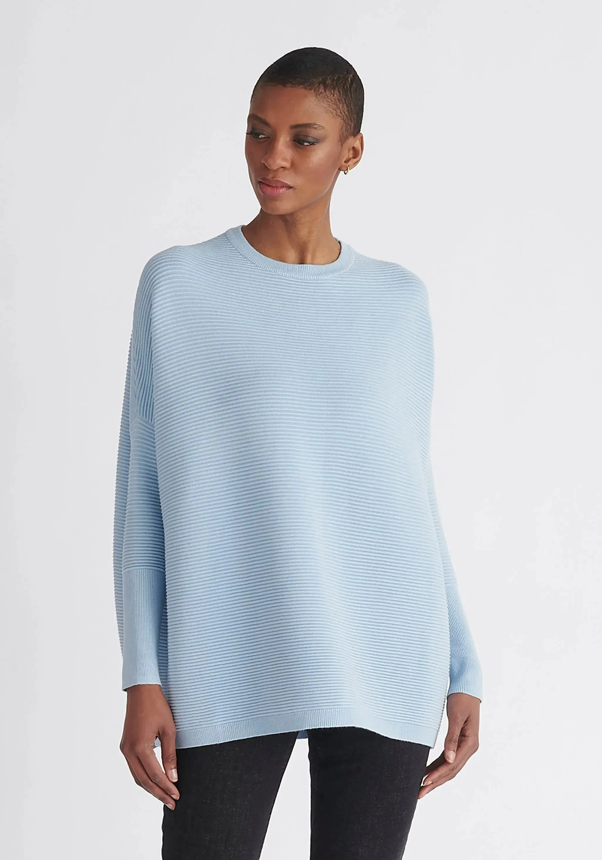 Sky Blue Paisie Ribbed Jumper