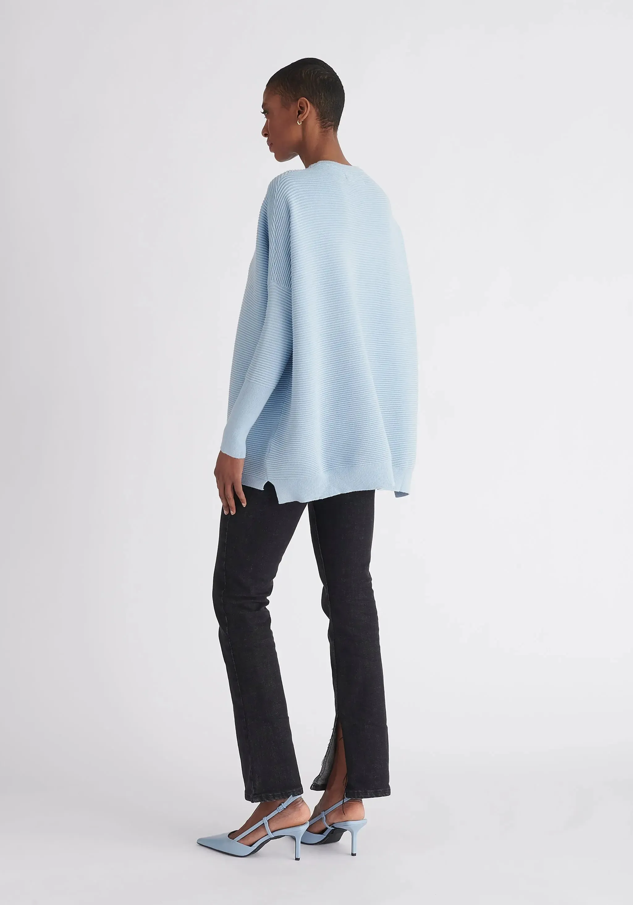 Sky Blue Paisie Ribbed Jumper