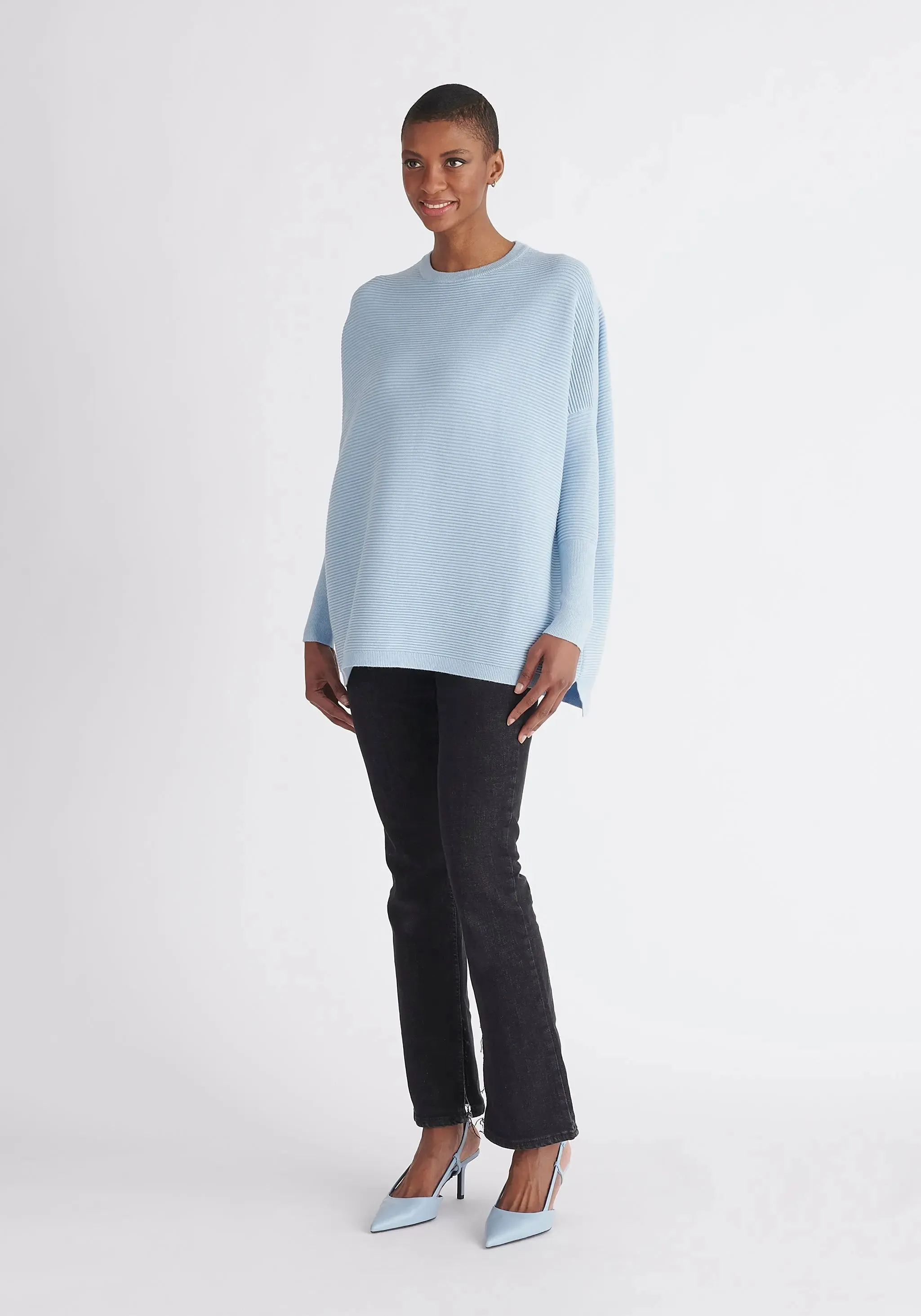 Sky Blue Paisie Ribbed Jumper