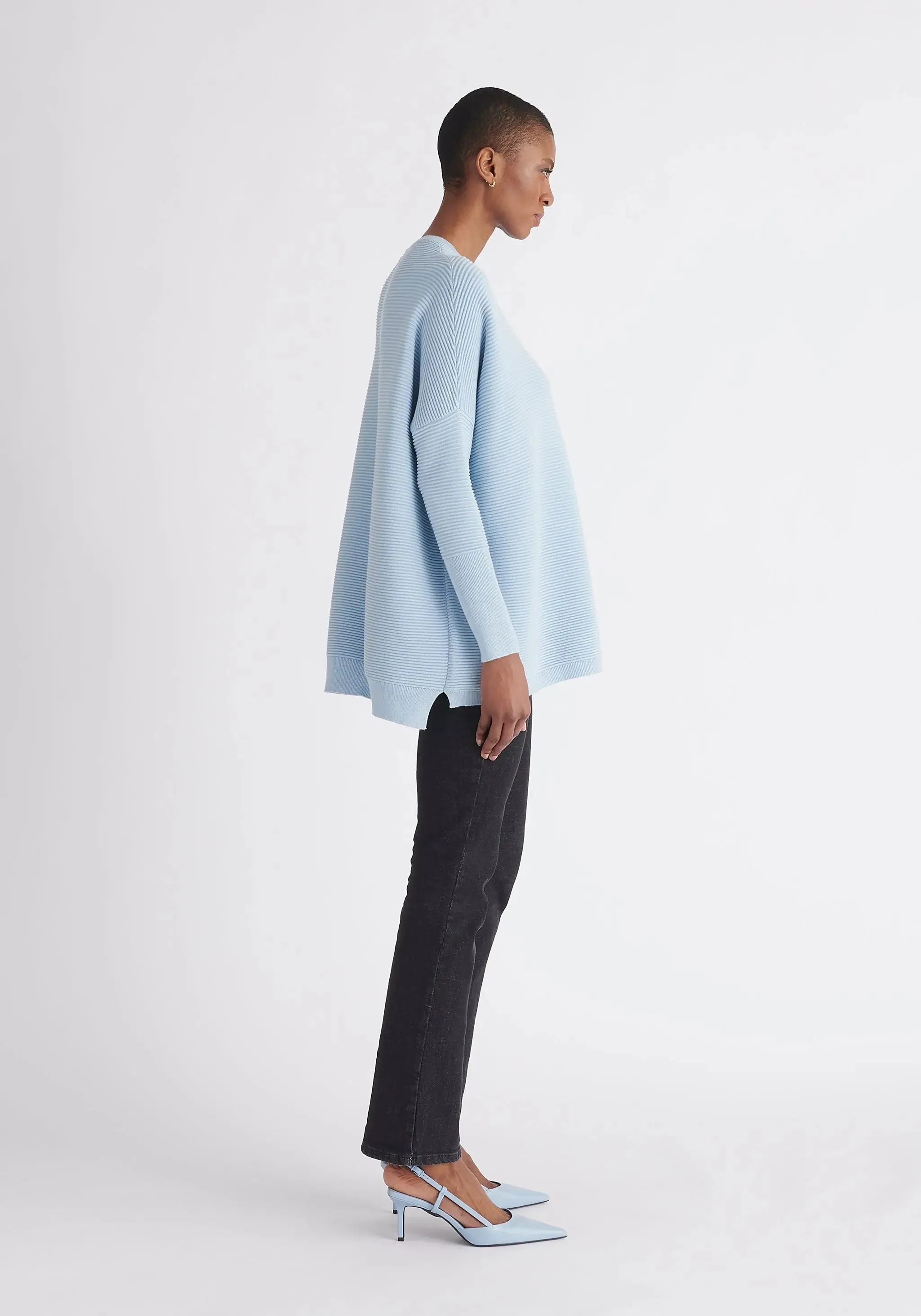 Sky Blue Paisie Ribbed Jumper