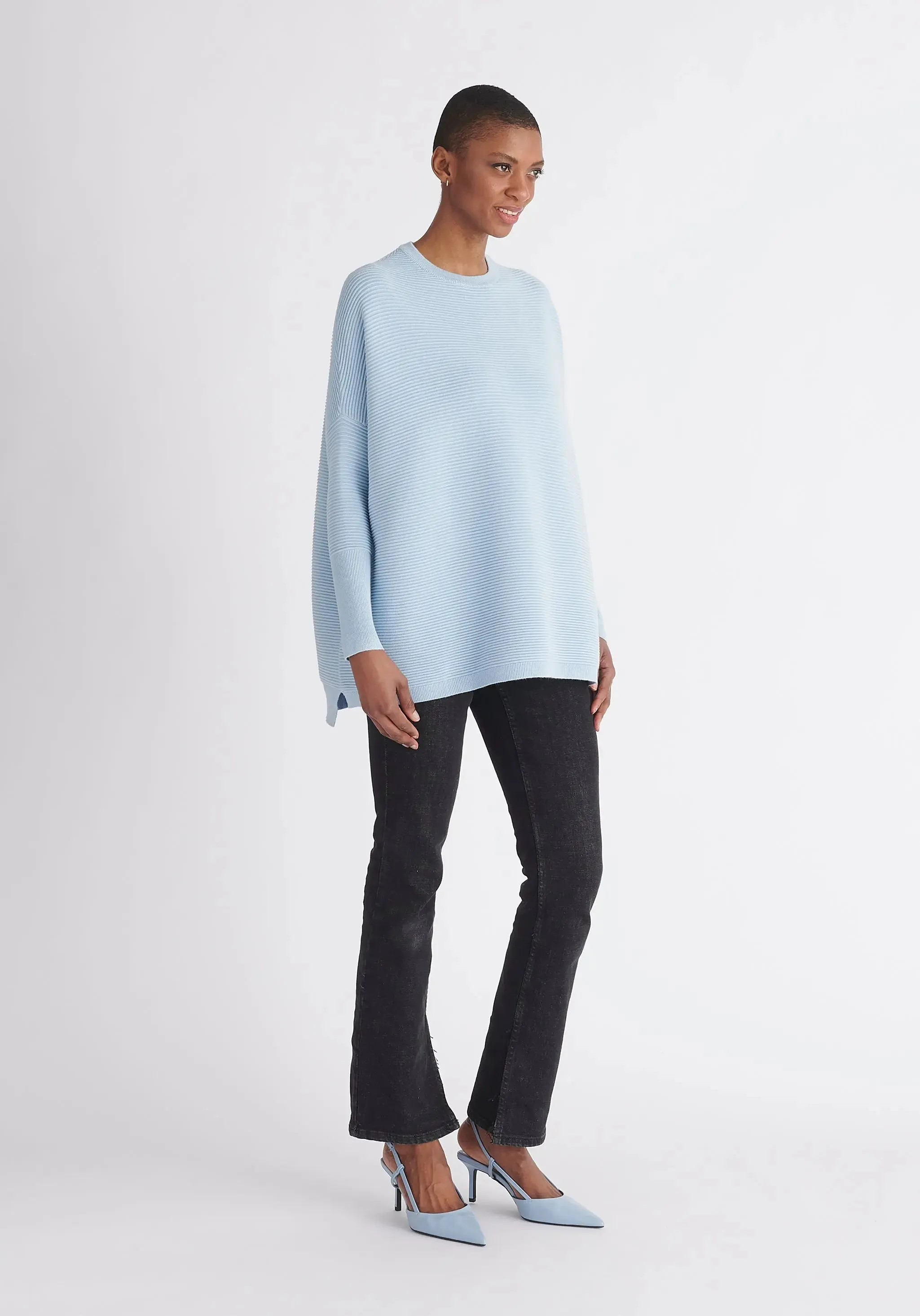 Sky Blue Paisie Ribbed Jumper