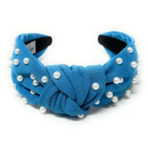 Sky Blue Pearl Knot Headband