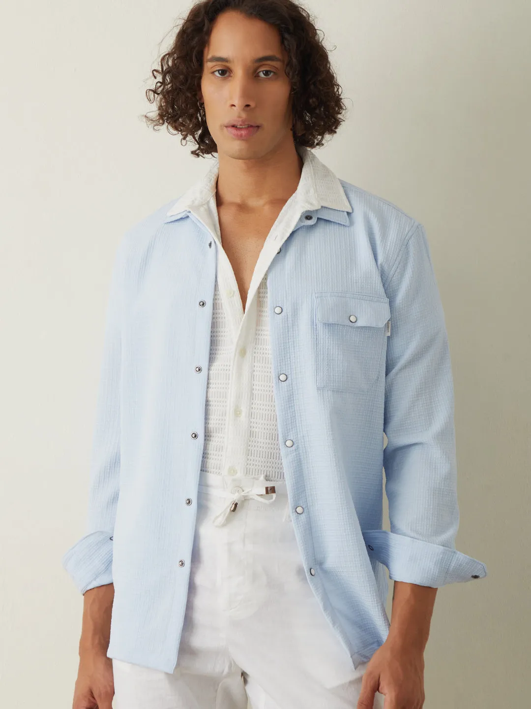 Sky Blue Plain Casual Shirt