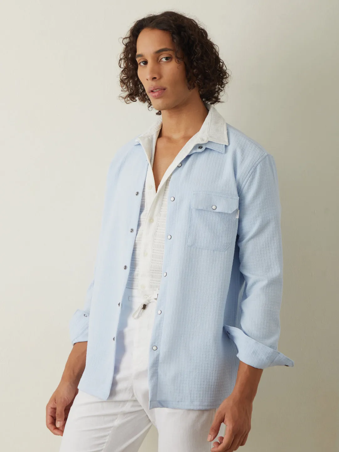 Sky Blue Plain Casual Shirt