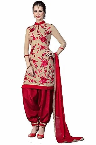 Sky Global Women's Unstitched Salwar Suit Dress Material (Dress_852_FreeSize_Red-Crean)