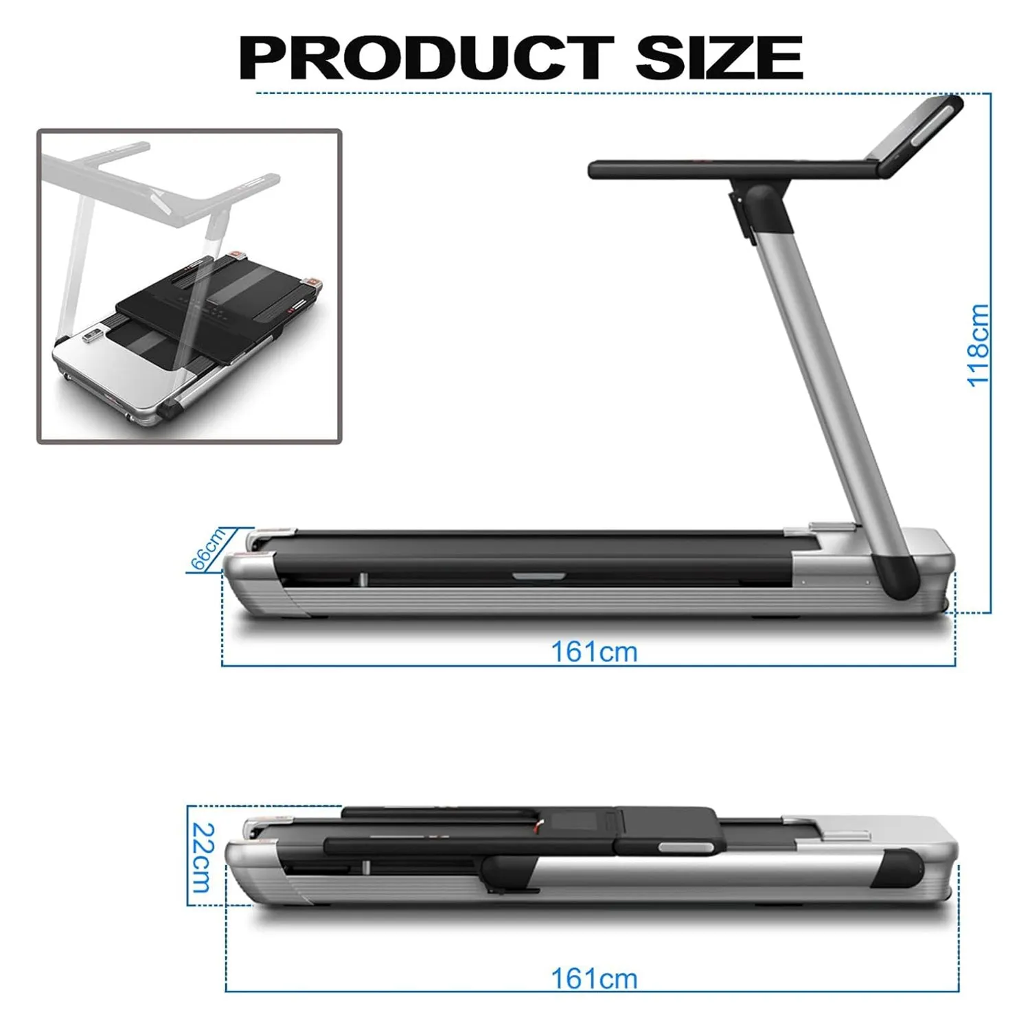 SKY LAND Fitness Treadmill | Foldable Treadmill For Home EM-1291 4HP Under Desk Electric Treadmill, Portable Compact Treadmill with LED Display for Home and Office