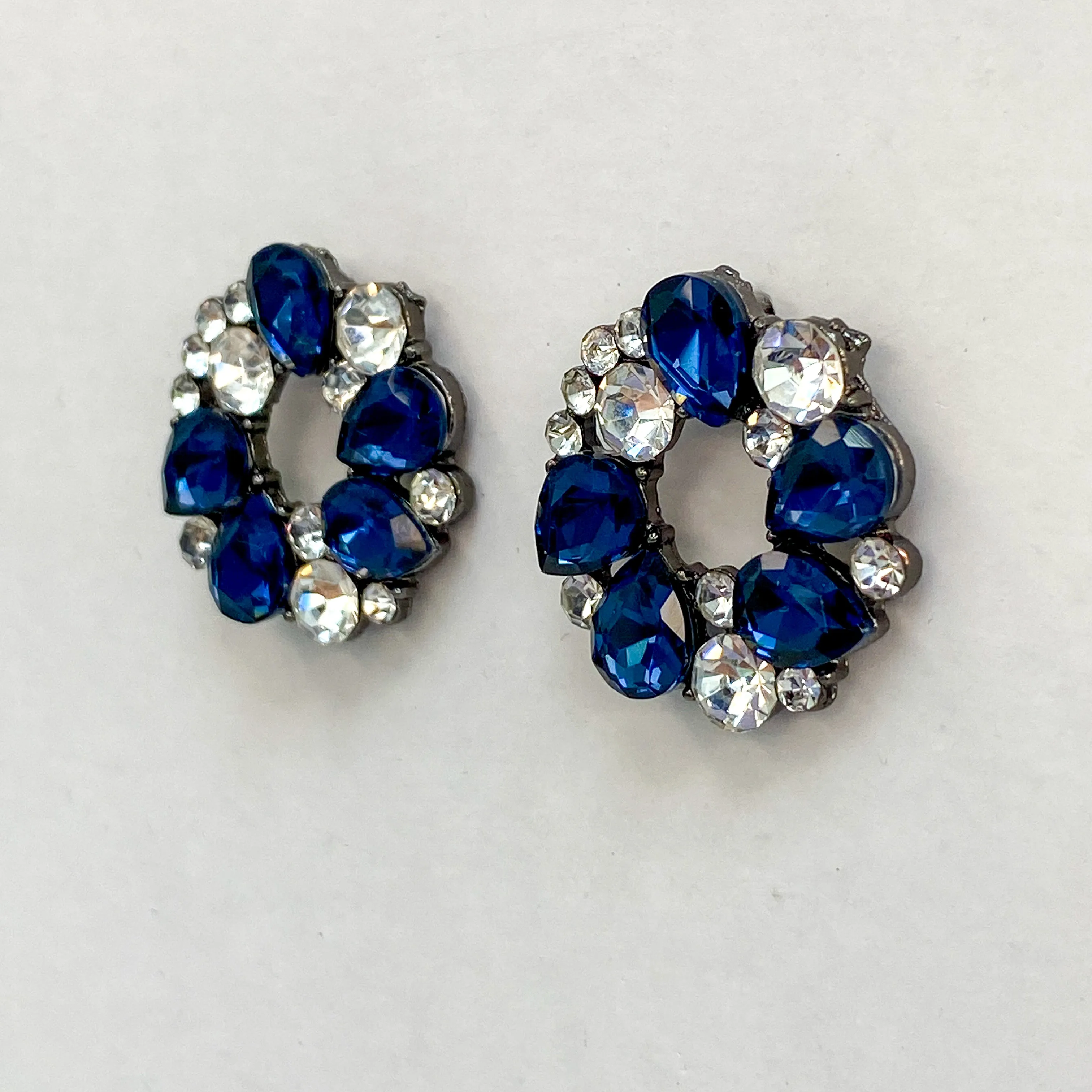 SKY Navy Blue Rhinestone Stud Earrings