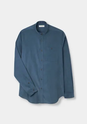 Slate Blue Needlecord Grandad Shirt