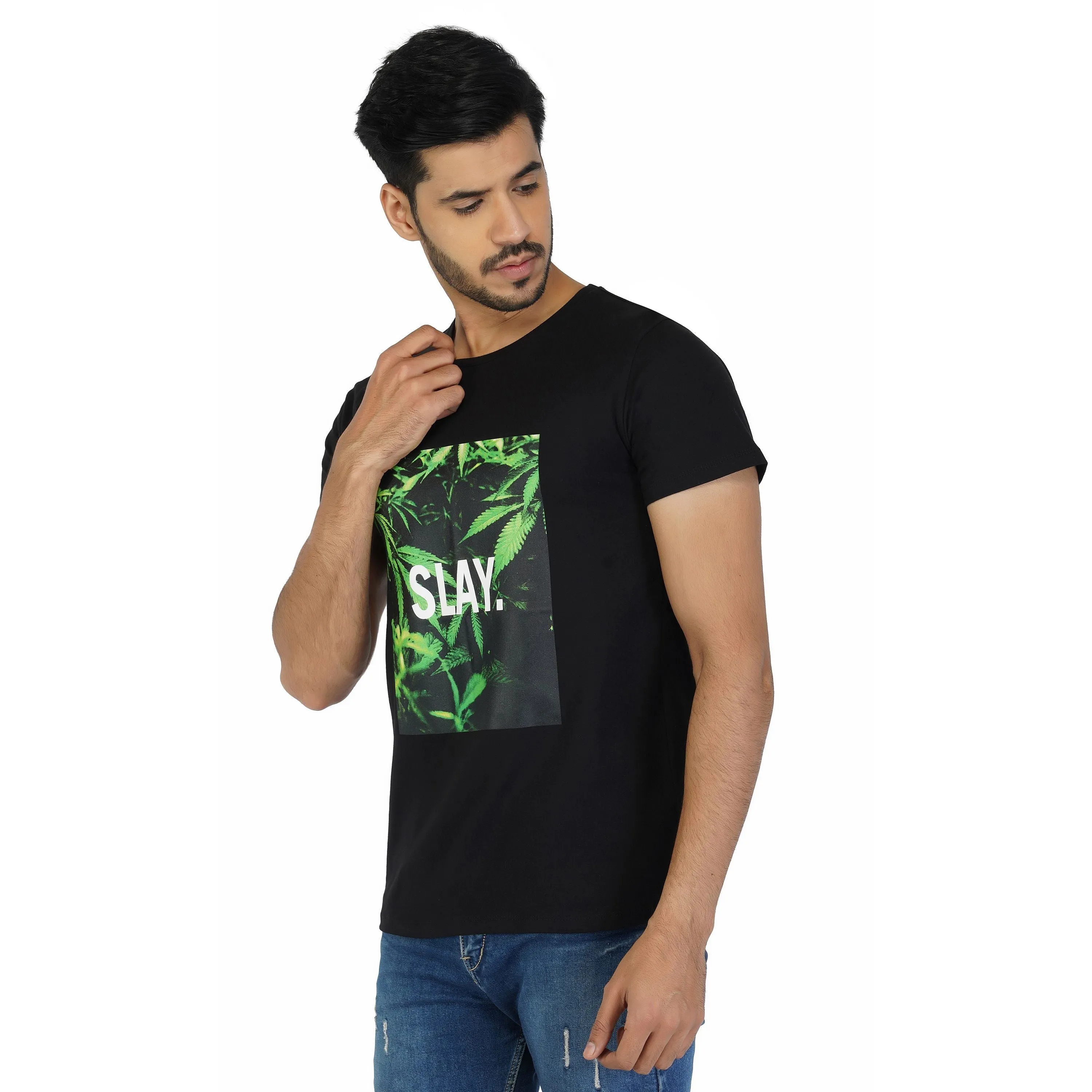 SLAY. Men's 4/20 Edition Ganja Leaves Print T-shirt