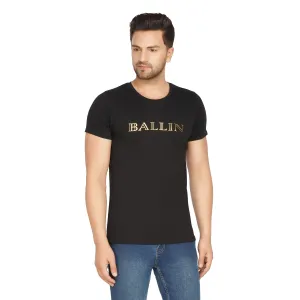 SLAY. Men's BALLIN' Edition Gold Foil Print T-shirt Matte Finish