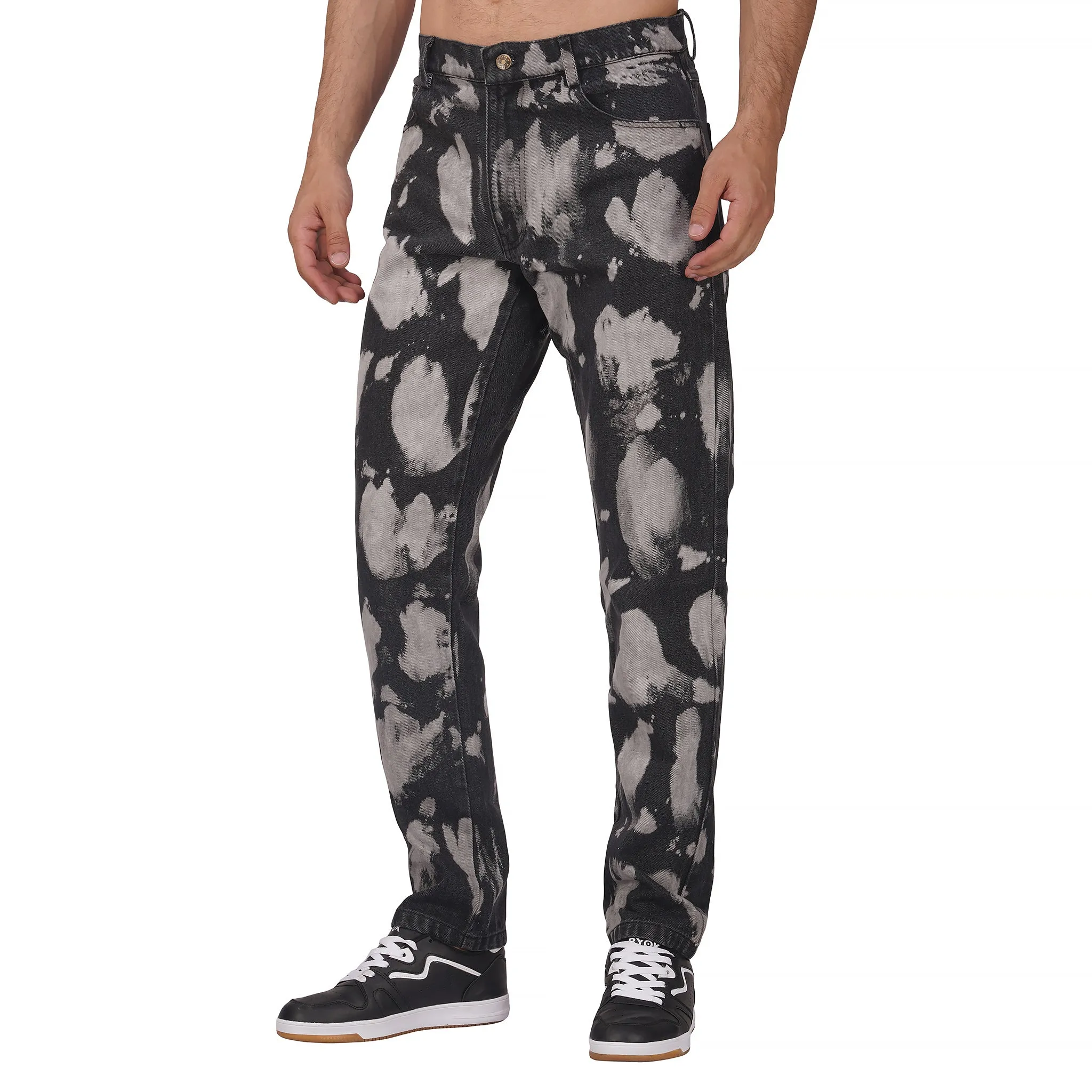 SLAY. Men's Black & White Tie Dye Denim Jeans