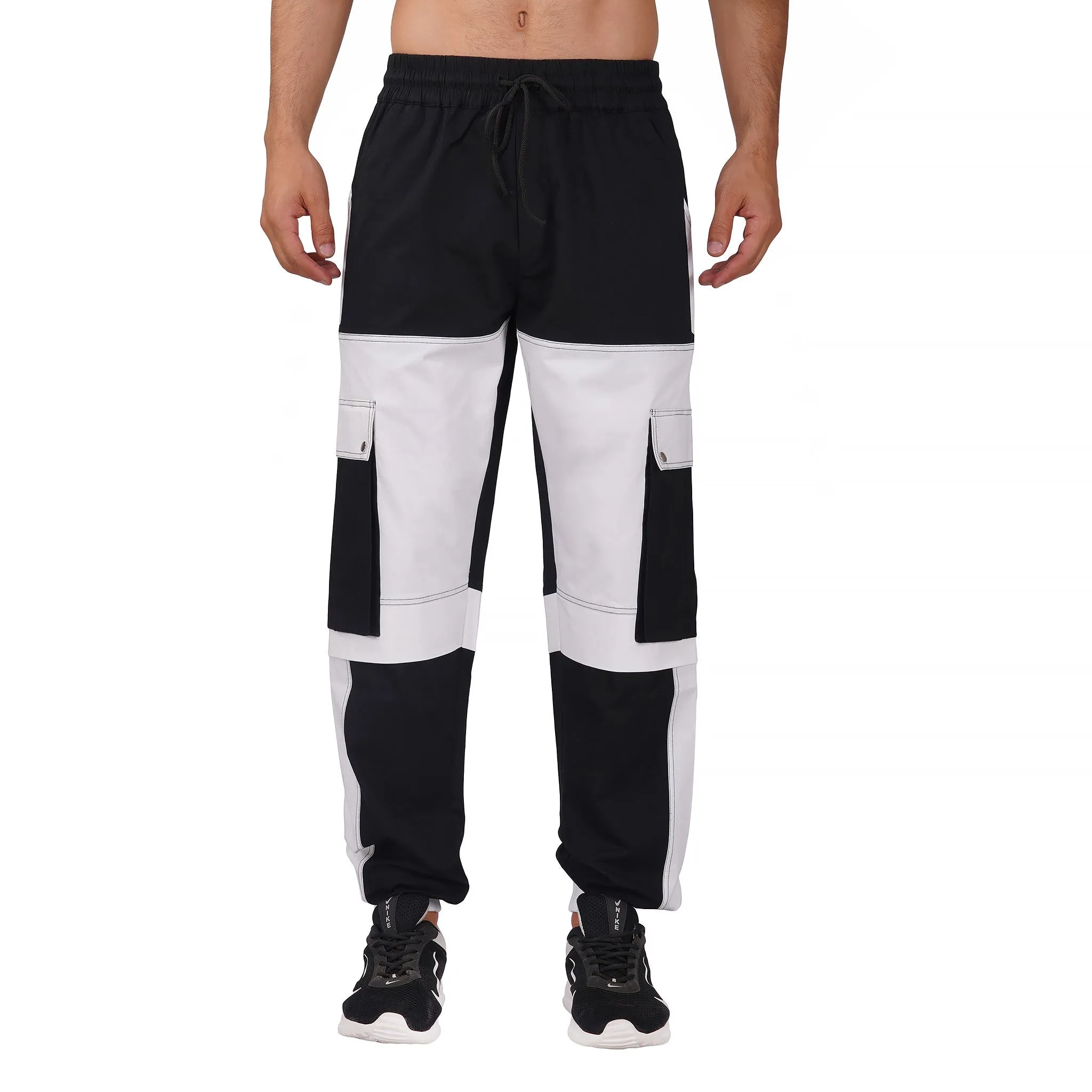 SLAY. Men's Colorblock Black & White Utility Cargo Pants