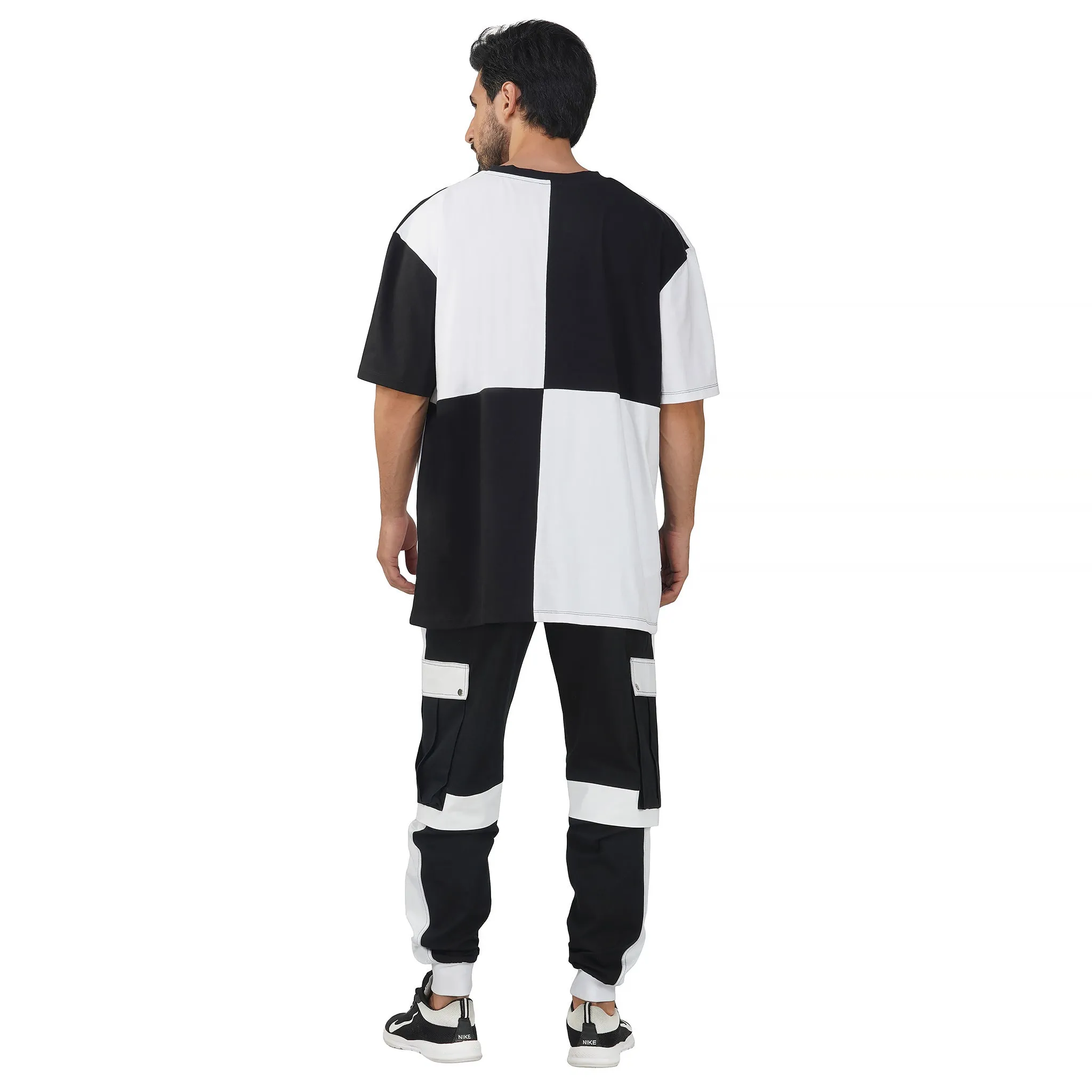 SLAY. Men's Colorblock Black & White Utility Cargo Pants