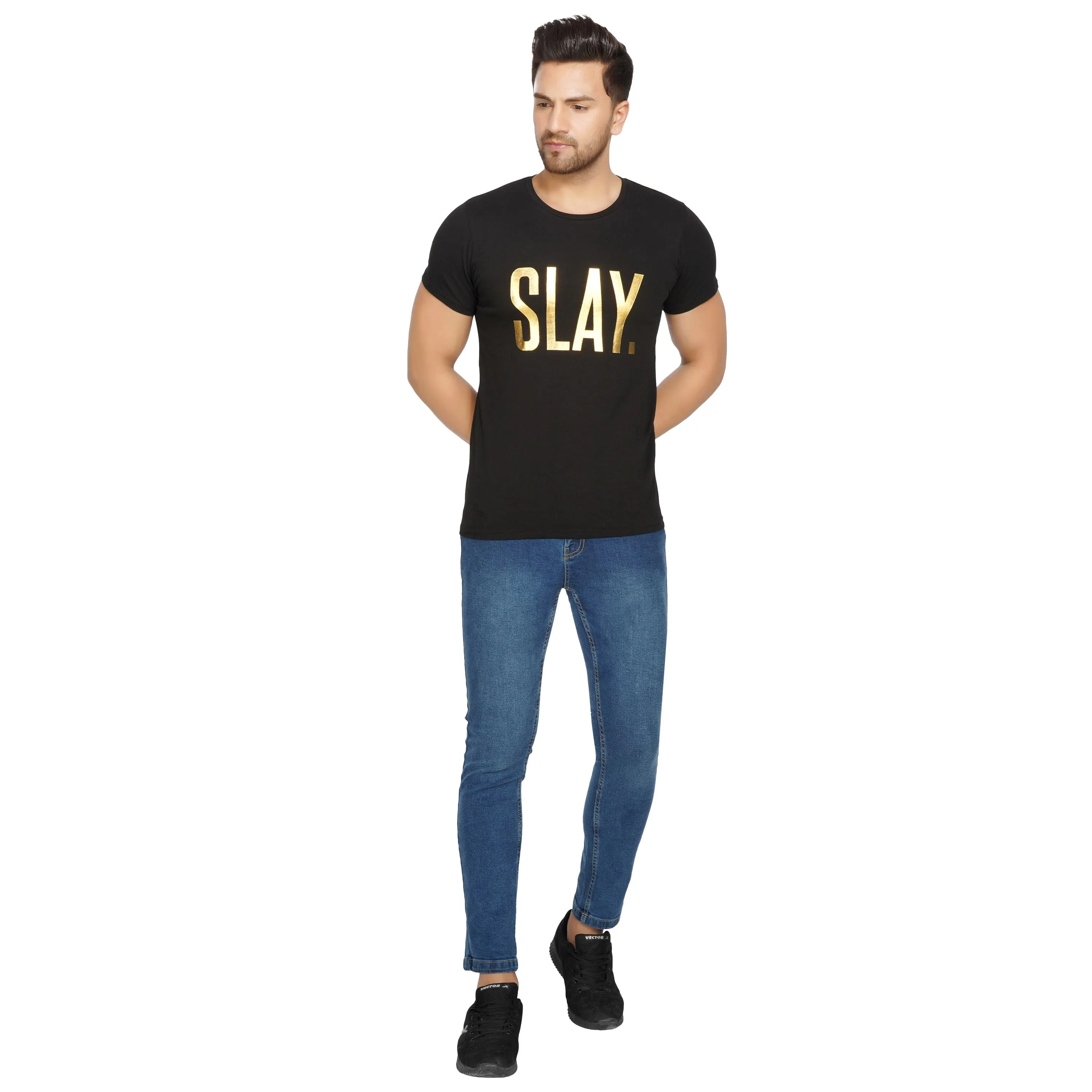 SLAY. Men's Limited Edition Gold Foil Matte Finish Print T-shirt