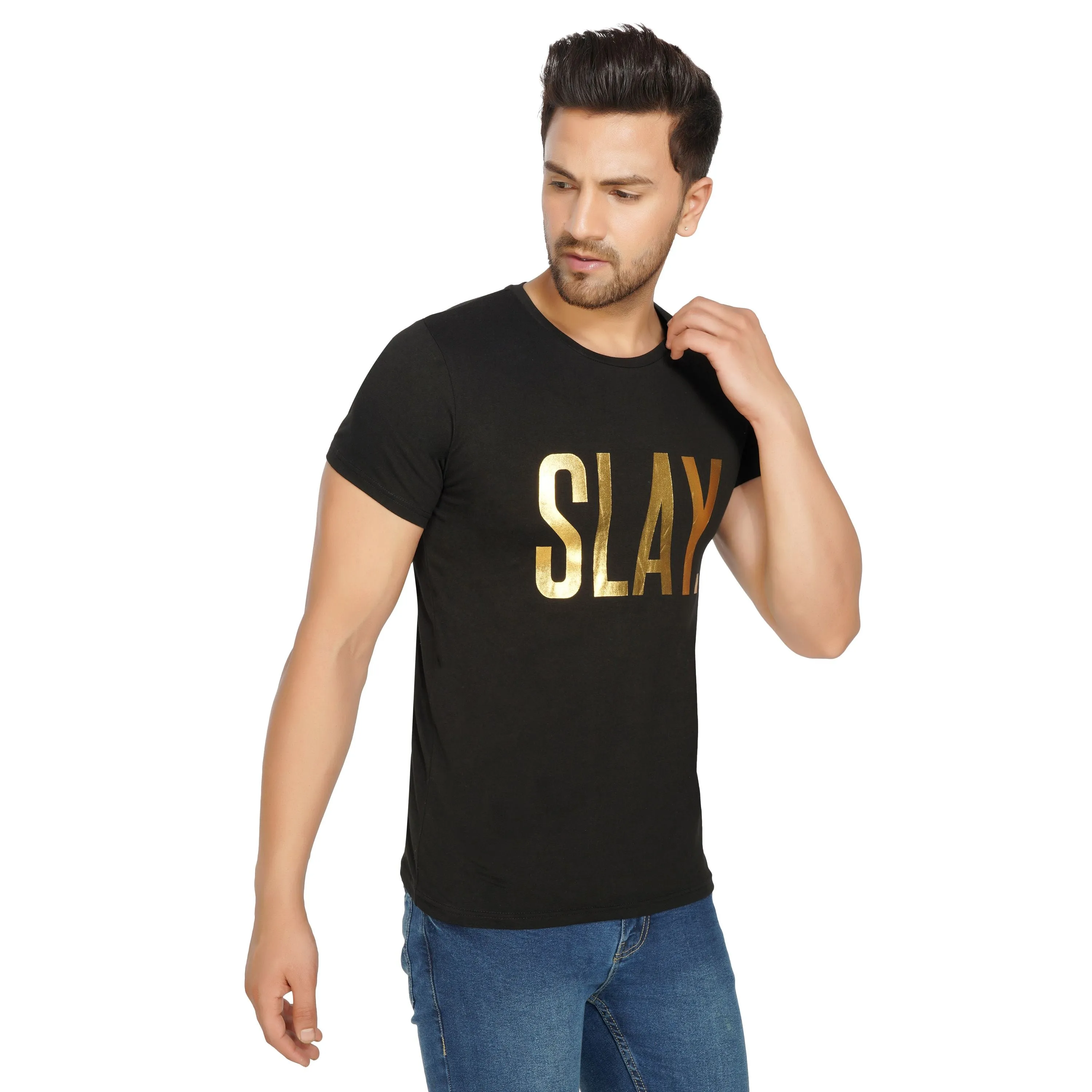 SLAY. Men's Limited Edition Gold Foil Matte Finish Print T-shirt