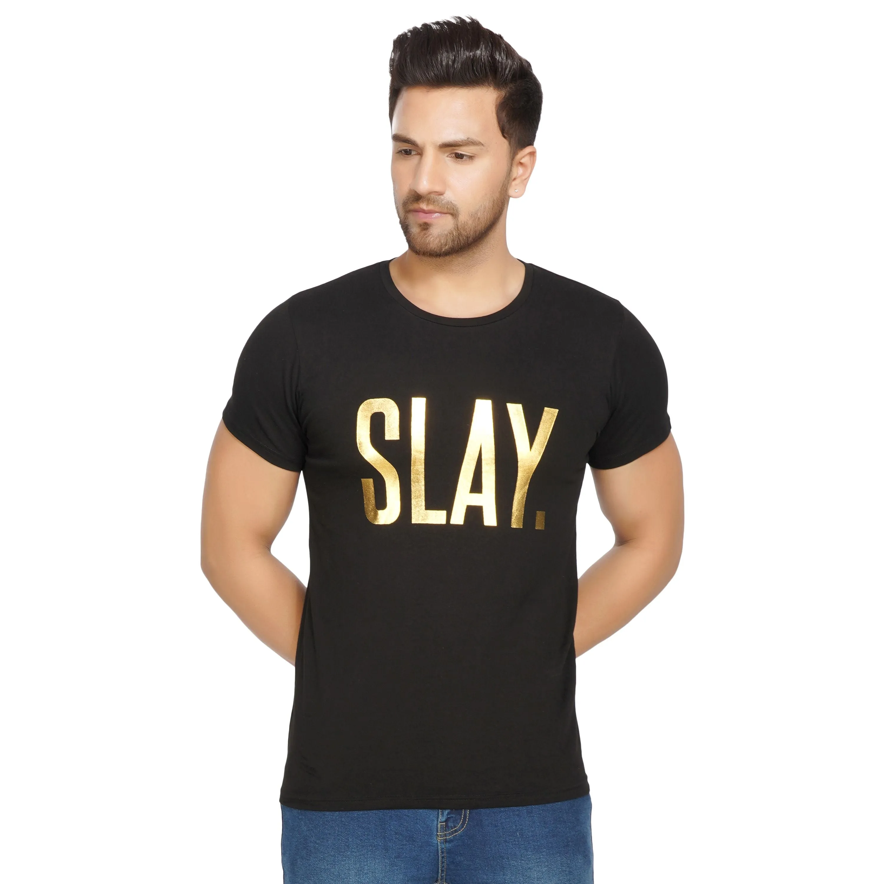 SLAY. Men's Limited Edition Gold Foil Matte Finish Print T-shirt