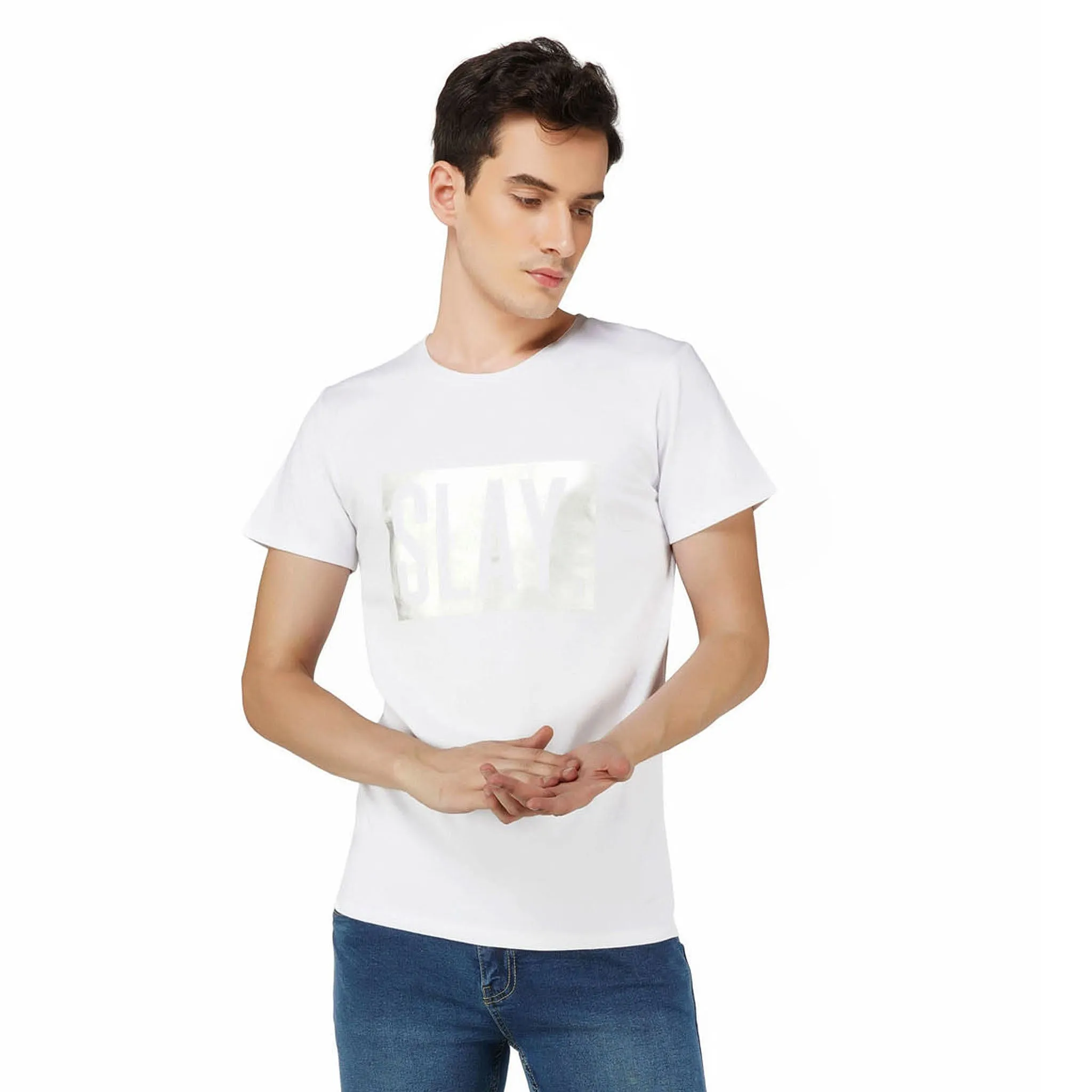 SLAY. Men's Limited Edition Silver Foil Reflective Print T-shirt