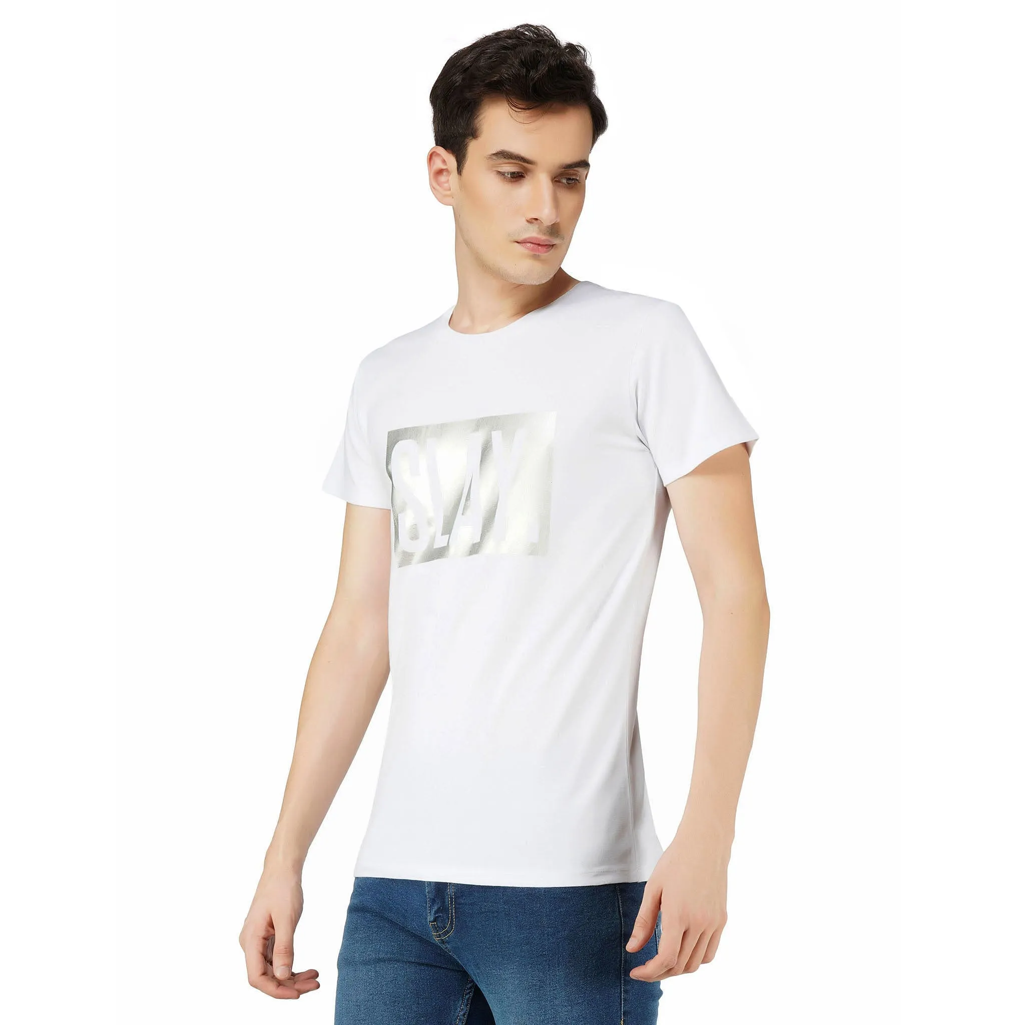 SLAY. Men's Limited Edition Silver Foil Reflective Print T-shirt