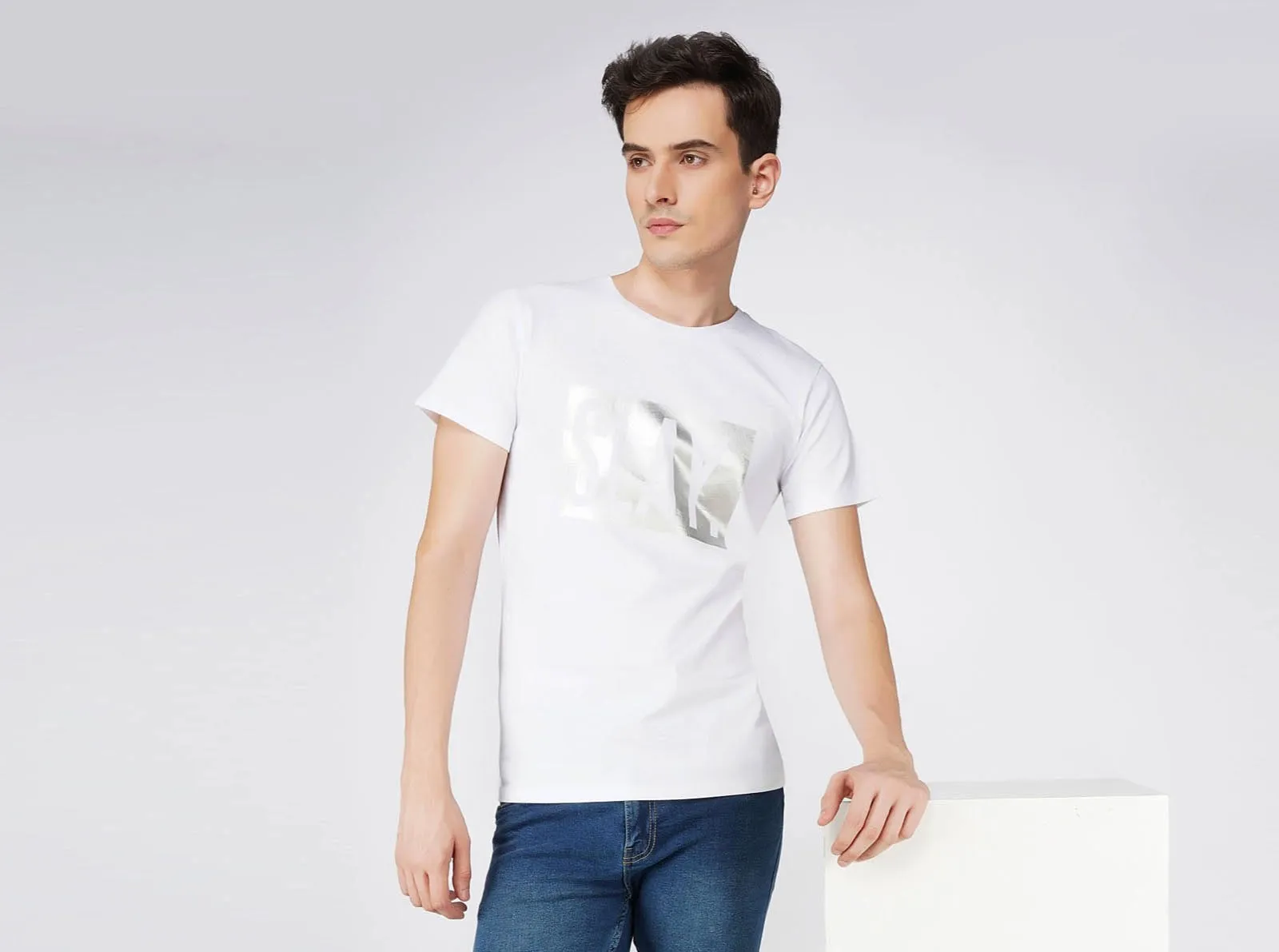 SLAY. Men's Limited Edition Silver Foil Reflective Print T-shirt