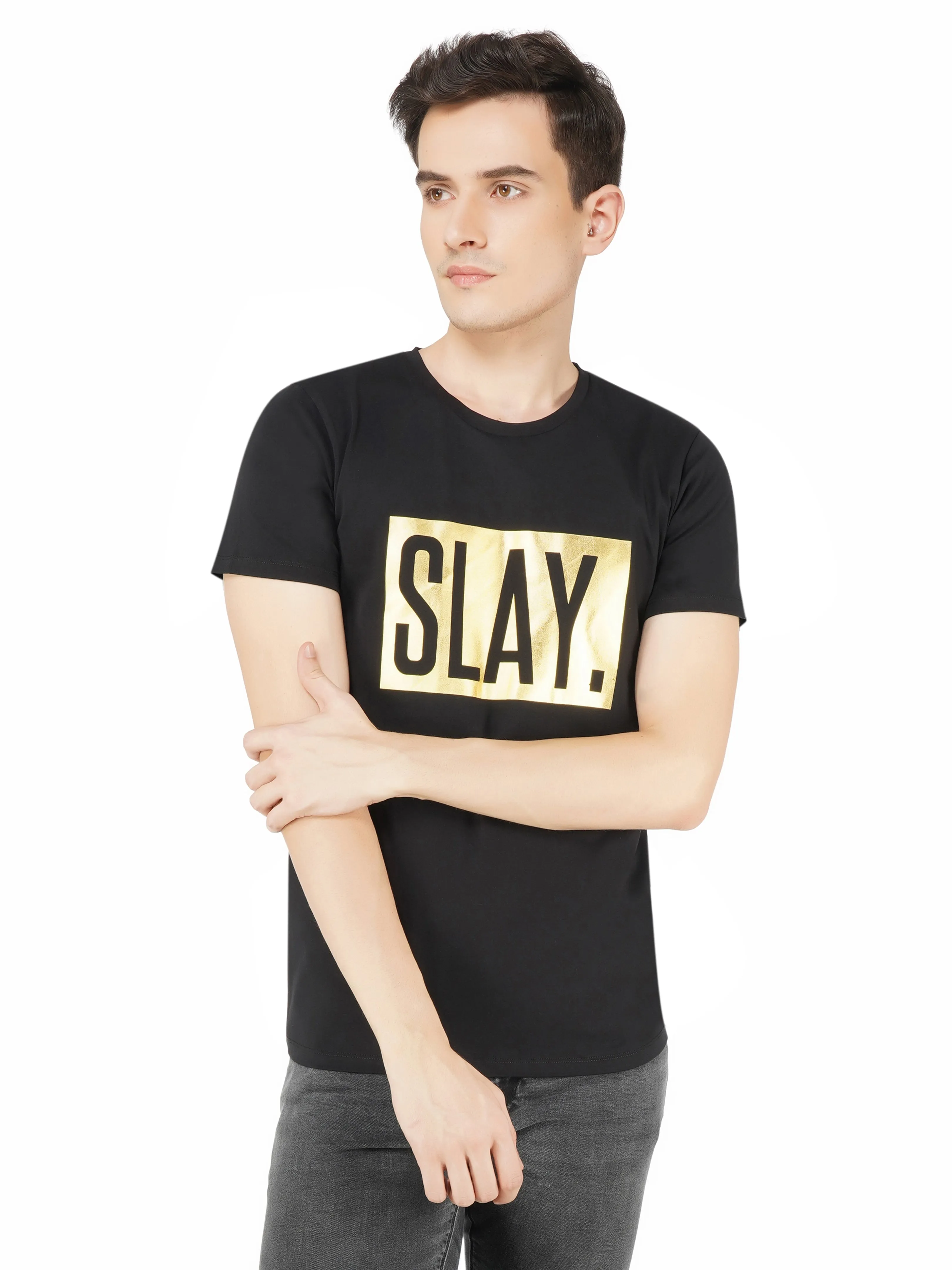 SLAY. Men's Premium Edition Gold Foil Matte Finish Print T-shirt