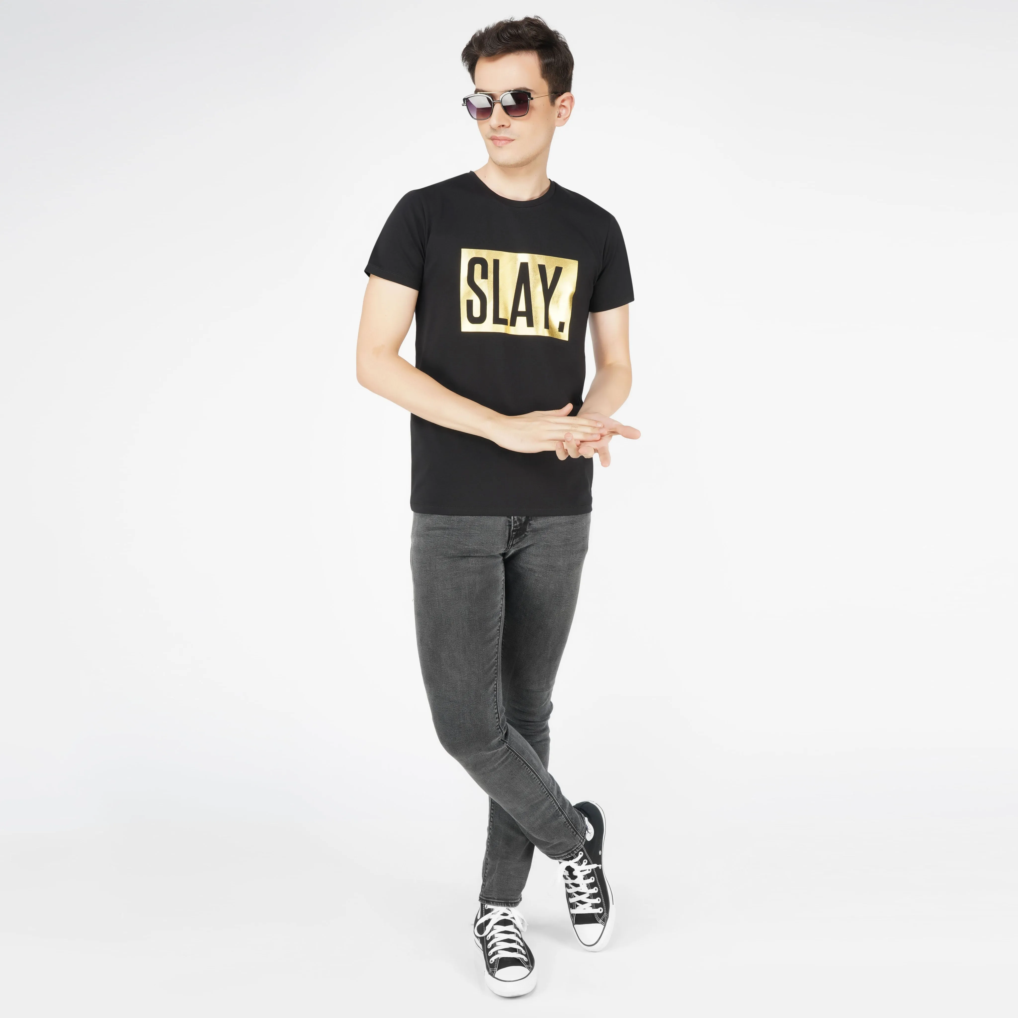 SLAY. Men's Premium Edition Gold Foil Matte Finish Print T-shirt