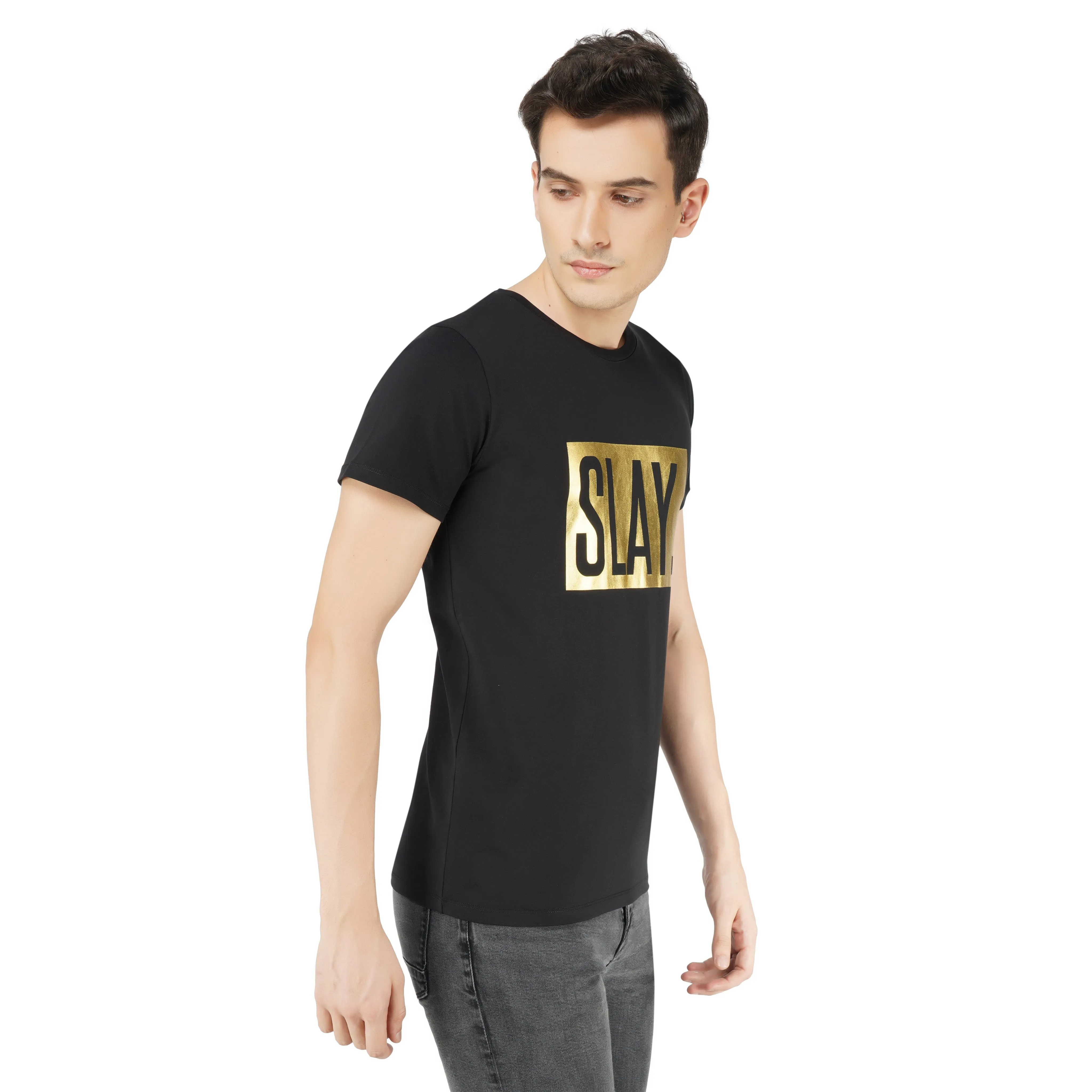 SLAY. Men's Premium Edition Gold Foil Matte Finish Print T-shirt