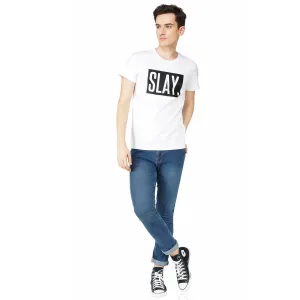 SLAY. Men's Premium Printed White T-shirt