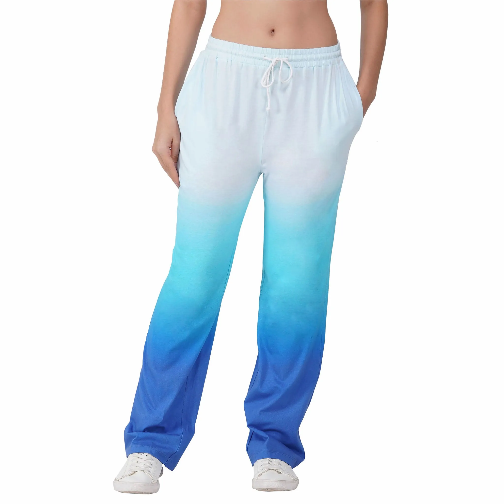 SLAY. Women's White to Blue Ombre Tank Top & Pants Co-ord Set