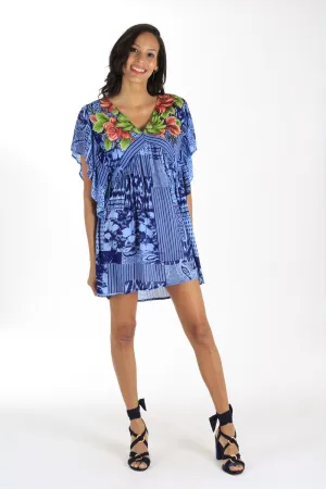 SLAYING TUNIC IN INDIGO BLUISH PRINT