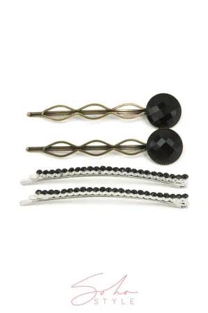 Sleek and chic Bobby Pin & Crystal Statement Bobby Pin SET