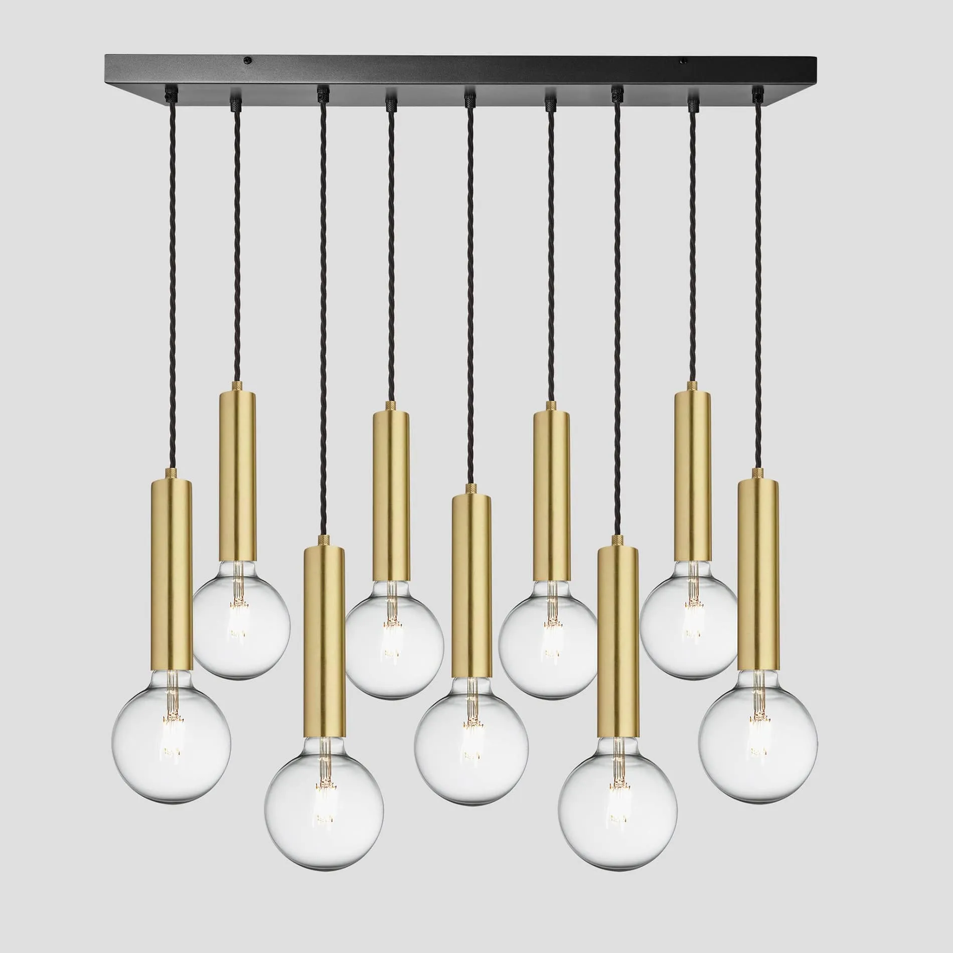 Sleek Cylinder 9 Wire Cluster Lights - Brass