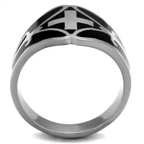 Sleek Jet Black Epoxy Stainless Steel Ring - Contemporary Elegance, Minimalist Elegance, Versatile Jewelry