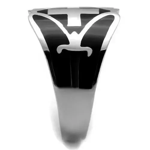 Sleek Jet Black Epoxy Stainless Steel Ring - Contemporary Elegance, Minimalist Elegance, Versatile Jewelry