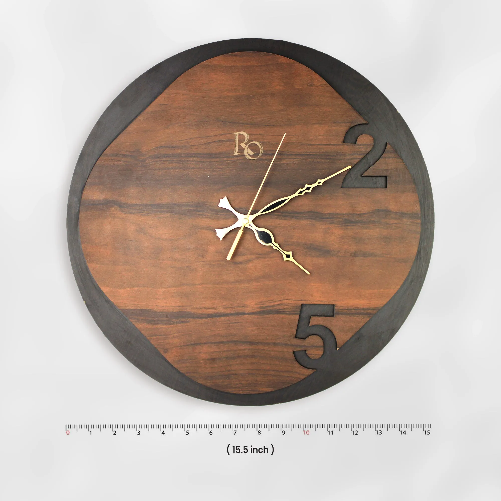 Sleek Modern Clock with Oversized Numerals on a Wooden Disk